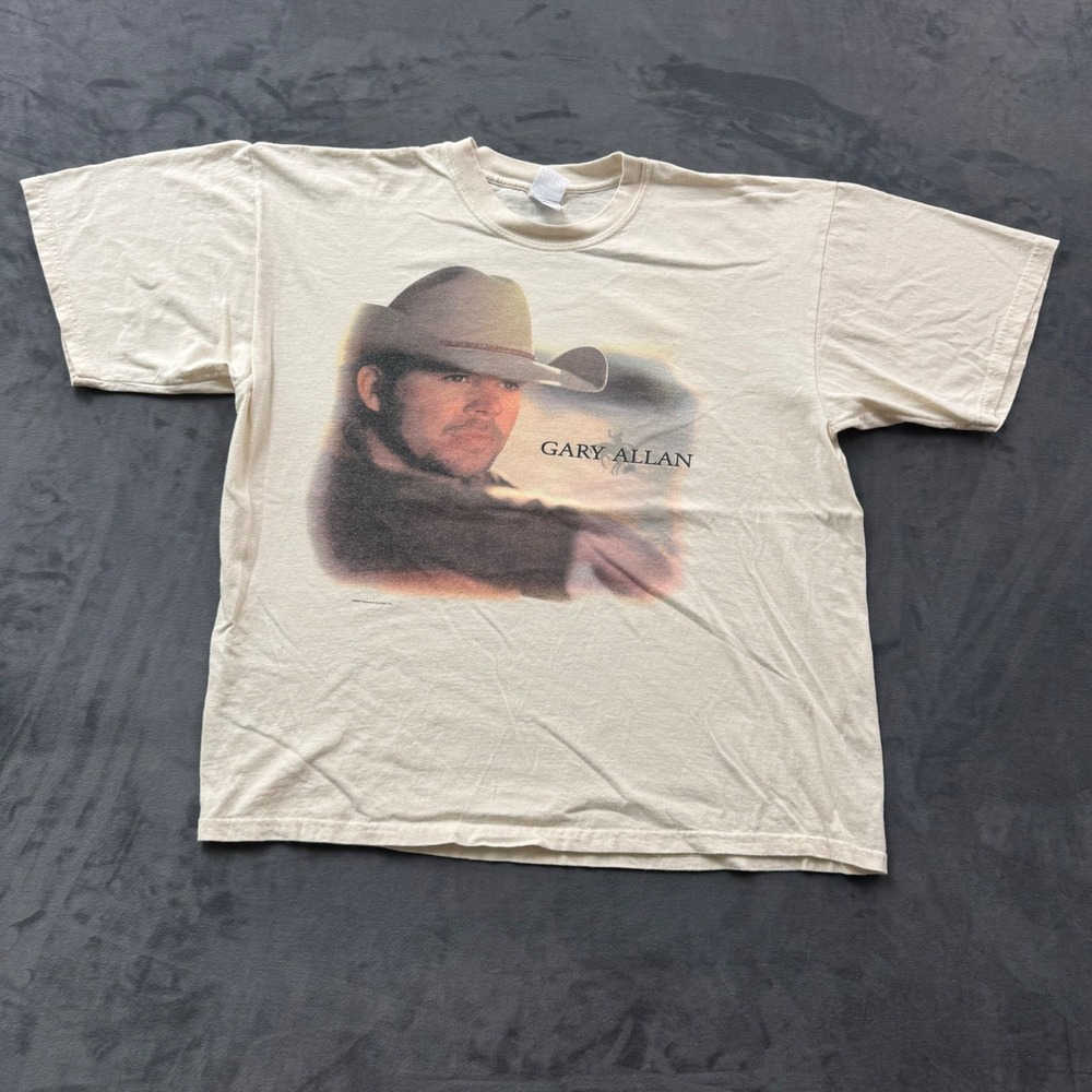 Gary Allan Vintage 2003 On Tour Graphic T-Shirt Cream XL Country Music Tee